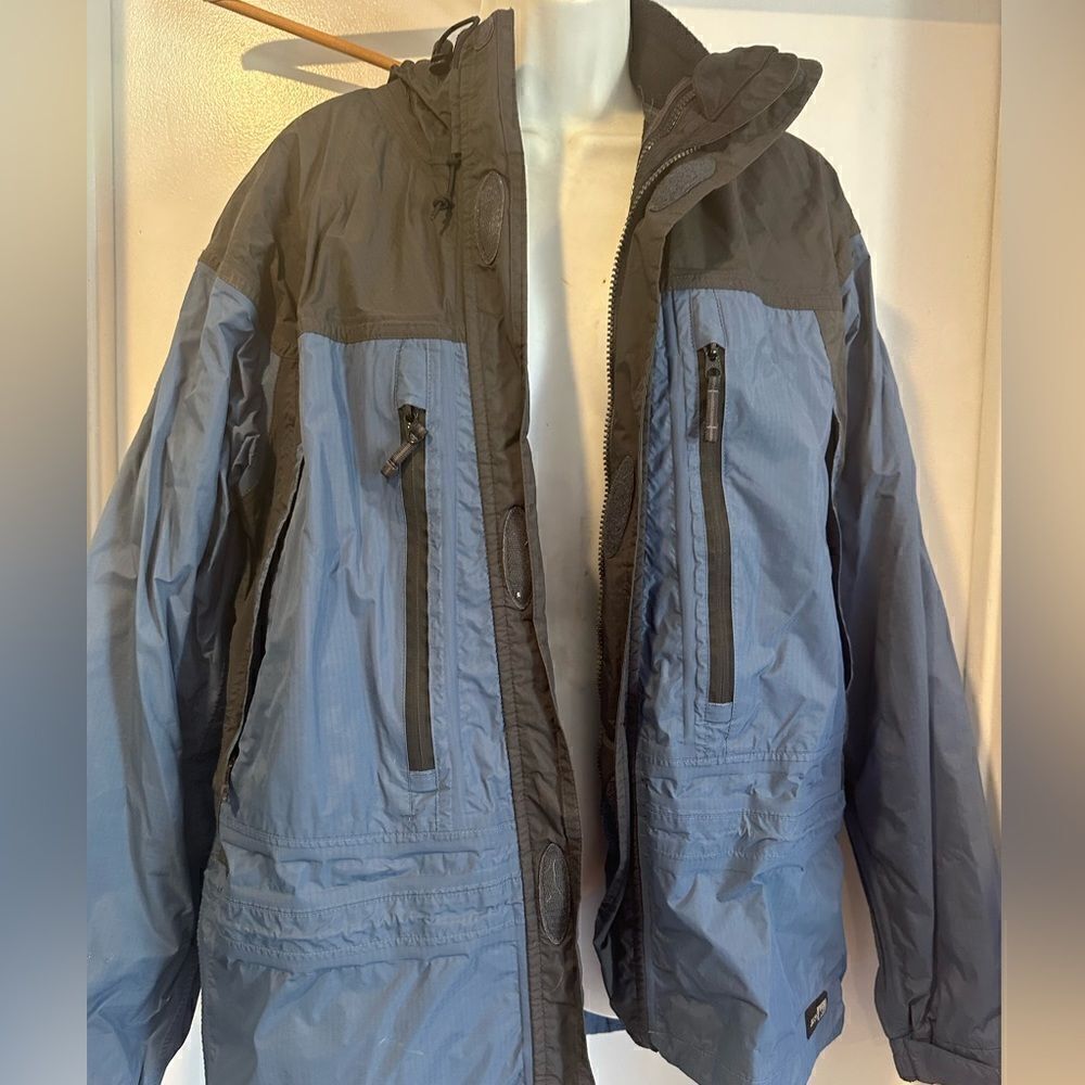 Unbranded Rain Jacket Mens Large‎ Blue Black Good Hooded Fleece Lined Gorpcore